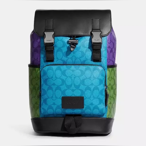 Coach Track Backpack in Signature Colorblock #C9837 - Picture 2 of 15